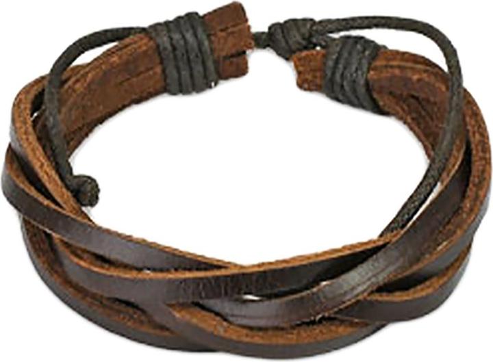 Produktbild Star Piercing Lederarmband mit fünf Bänder braun (Leder, ohne Messing)