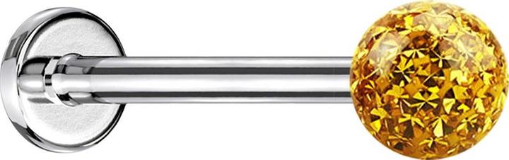 Produktbild Star Piercing Micro Labret silber mit Kristallkugel topaz und Epoxy Schutzschicht (ohne Messing, Chirurgenstahl 316L)