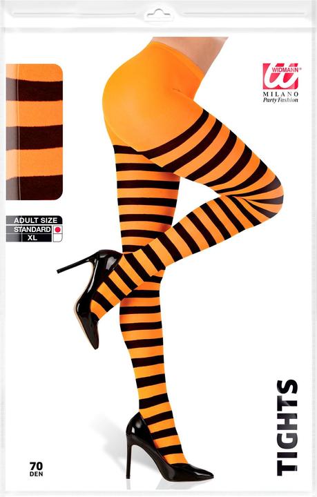 Immagine prodotto Widmann Orange-Schwarz Gestreifte Strumpfhose 70 Den, XL