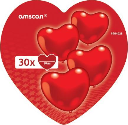 Amscan 30 ballons en latex en forme de coeur dans une boîte 20 cm
