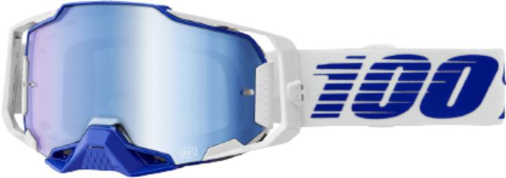 100% ARMEGA Goggle Blue - Mirror Blue Lens (Weiss, Mirror Blue)