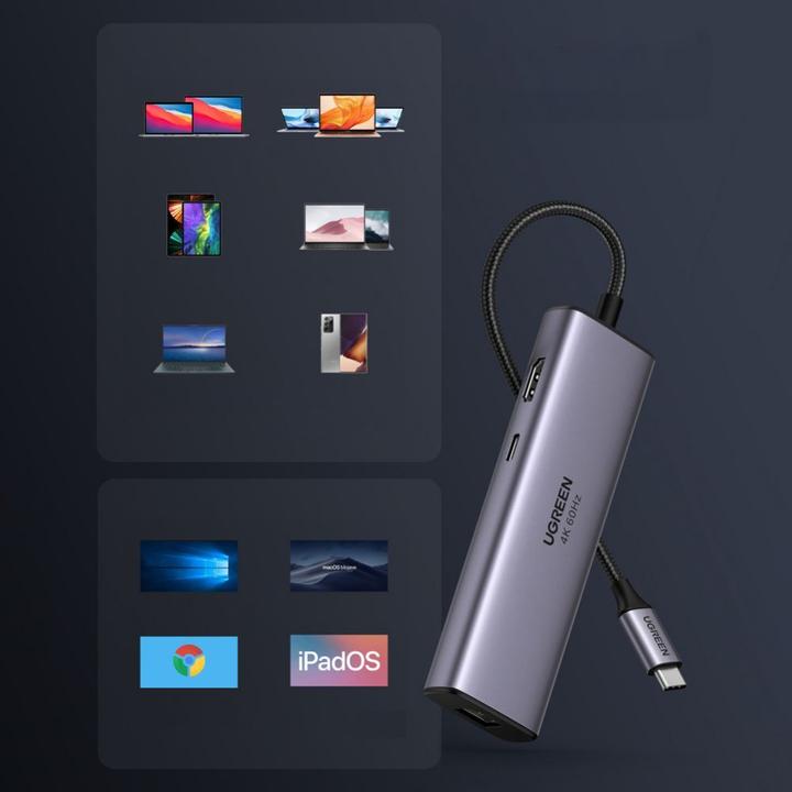 Produktbild Ugreen 7in1 Multifunktions-HUB (USB-C, 7 Ports)