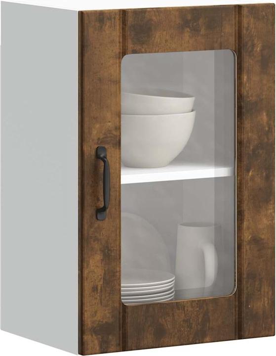 Produktbild VidaXL Küchen-Hängeschrank mit Glastür Lucca Räuchereiche Wandschrank Küche (40 x 31 x 60 cm)