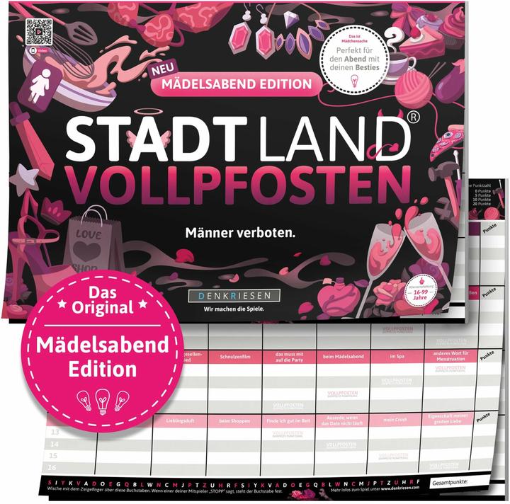 Actual product image Denkriesen STADT LAND VOLLPFOSTEN® A4 - MÄDELSABEND EDTITION - "Männer Verboten" (German)