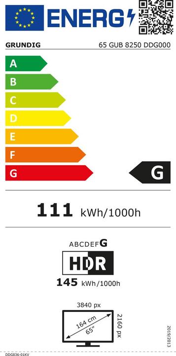 Label énergétique Grundig TV Delta série 65 GUB 8250 (66", LCD, DHU, 2022)