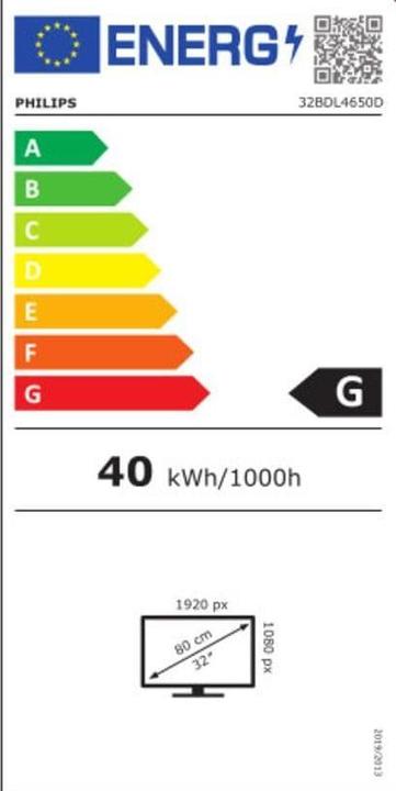 Energie-Label Philips D-Line 32BDL4650D/00 (1920 x 1080 Pixel, 32")