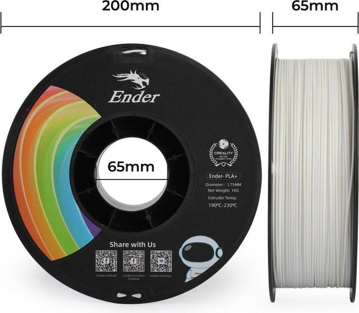 Image du produit Creality Filament PLA+ Blanc, 1.75 mm, 1 kg (PLA, 1.75 mm, 1000 g, Multicolore)