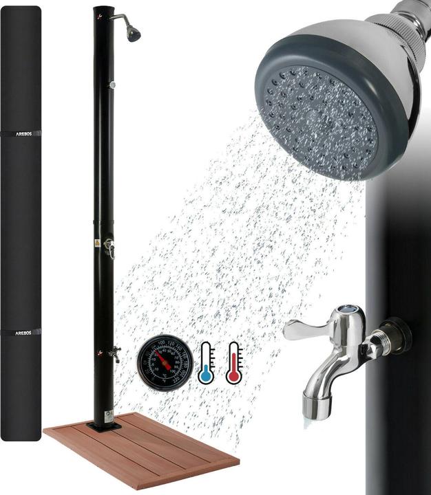Actual product image Arebos Solar shower with base plate 20 L - wood look