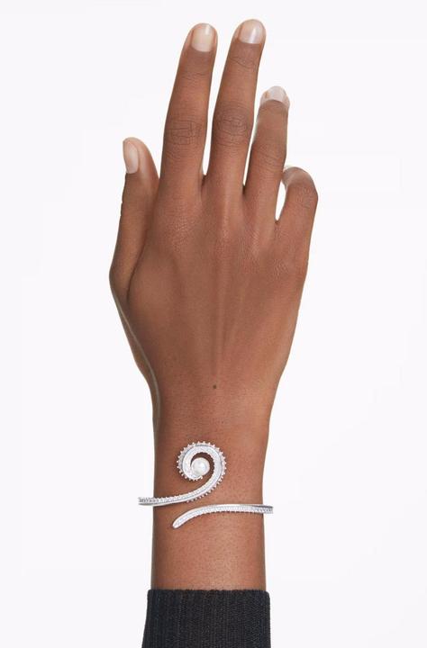 Produktbild Swarovski x Ariana Grande Armreif Kristallperle Baguette Schliff Weiss Rhodiniert (6.20 cm, Swarovski Metall)