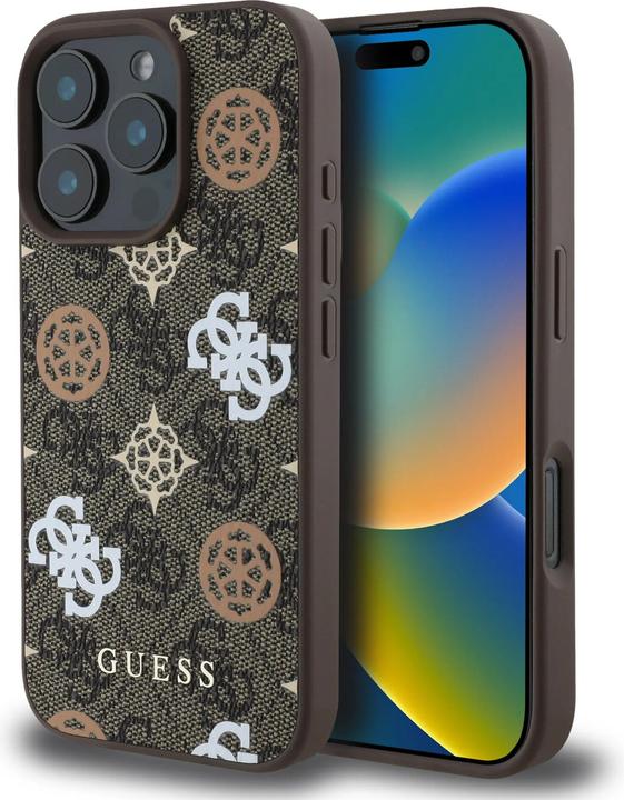 Actual product image Guess PU 4G Design Hard Case With Peony (Apple iPhone 16 Pro Max)