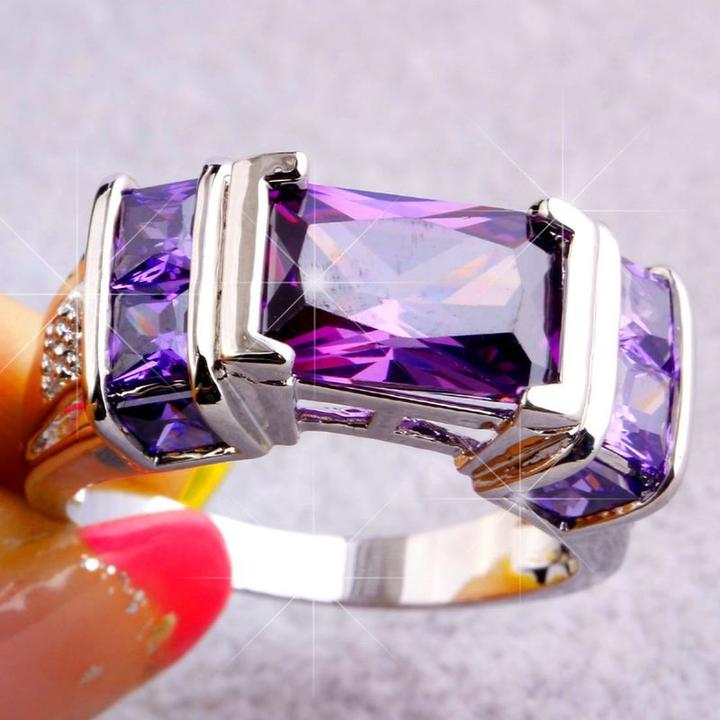 Produktbild Hermex versilberter Ring mit Amethyst - Gr. 58 / Size 8 (58)