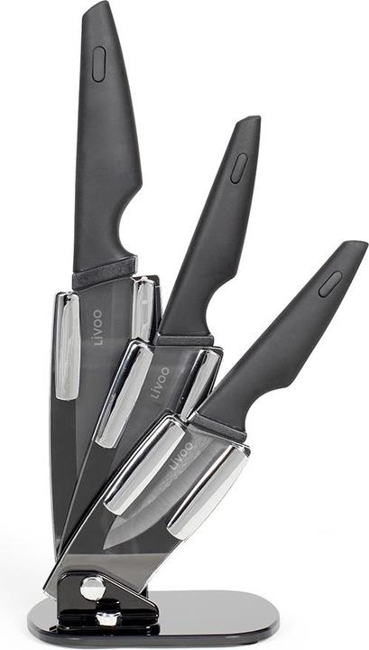 Livoo Blocco di 3 coltelli in ceramica con supporto