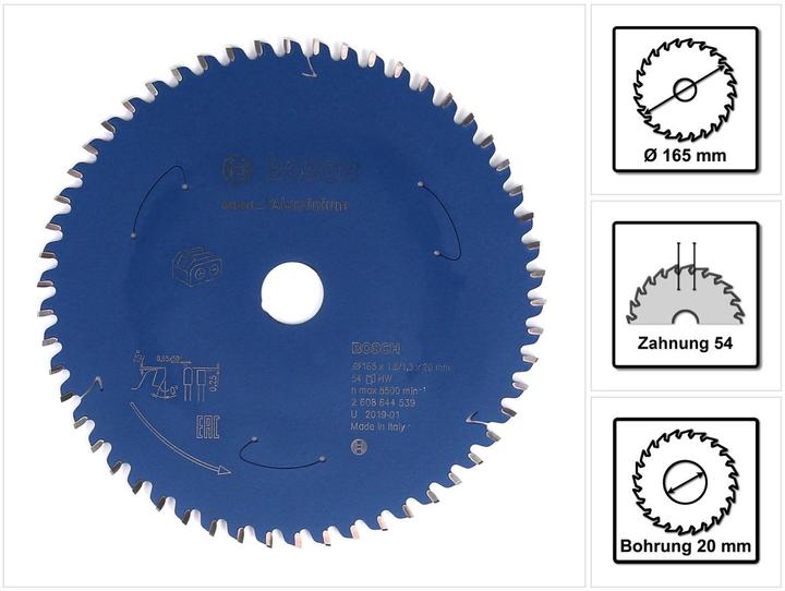 Bosch Professional Zubehör Akku-Kreissägeblatt Expert for Aluminium, 165 x 1,8/1,3 x 20, 54 Zähne