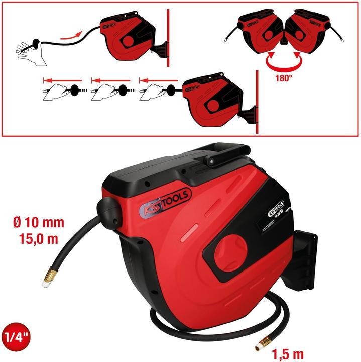 Actual product image KS Tools Compressed air hose reel, d 10mm x 15m