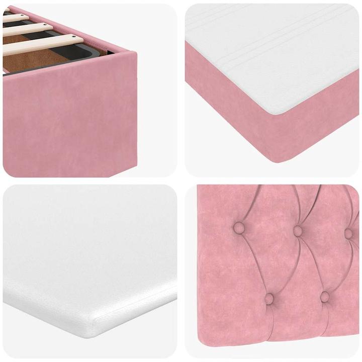 Image du produit VidaXL Ottoman-lit avec matelas rose 200x200 cm velours (200 x 200 cm)
