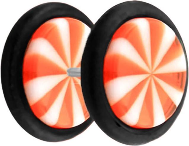 Star Piercing Fake Plug Twistet orange (Acryl, ohne Messing)