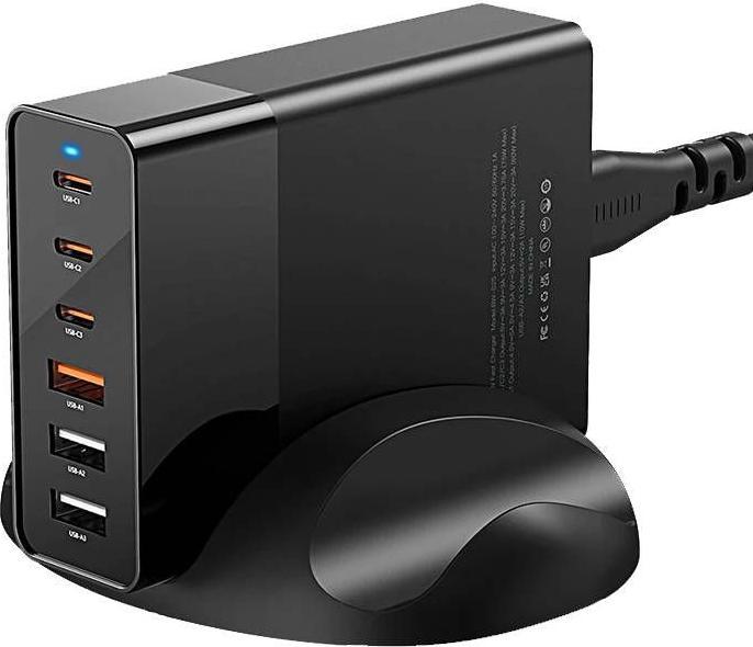 BlitzWolf Wall charger BW-S25, 75W, 3x USB + 3x USB-C (black) (75 W)