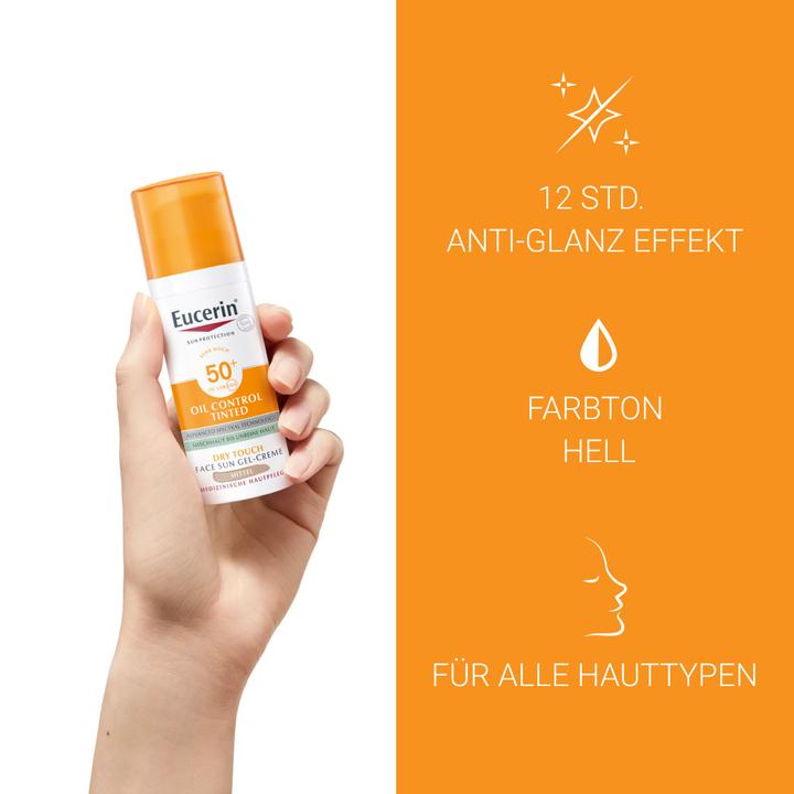 Produktbild Eucerin SUN Face Oil Control Gel-Creme Tinted hell LSF 50+ (Sonnencreme Gesicht, SPF 50+, 50 ml, 99.52 g)
