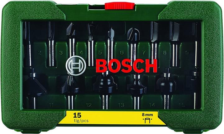 Produktbild Bosch Zubehör HM-Fräser-Set mit 8 mm Schaft, 15-teilig