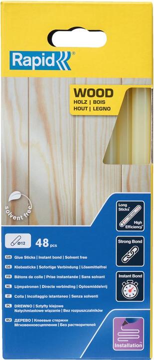Rapid Wooden glue sticks Ø12x190mm 48 pieces