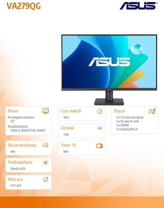 Actual product image ASUS Eye Care VA279QG 68.6cm (16:9) FHD HDMI DP (1920 x 1080 pixels, 27")