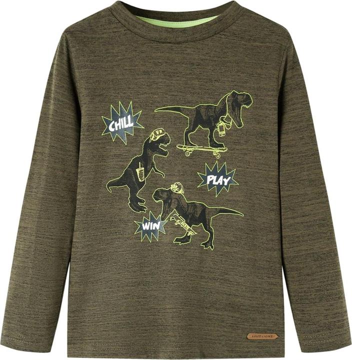 Image du produit VidaXL T-shirt manches longues enfant kaki foncé mélangé 104,Matière : 80 (104)