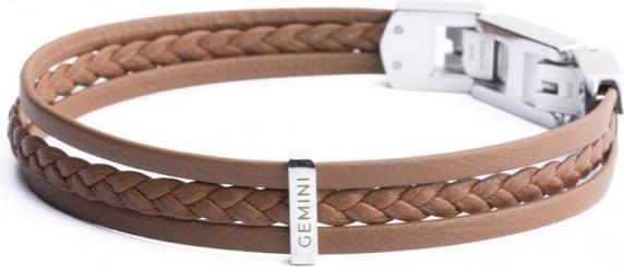 Actual product image Gemini BRACELET - BROWN LEATHER - 19+2 CM (21 cm, Italian leather, Nappa leather)