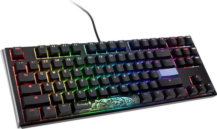 Actual product image Ducky One 3 Classic Black/White TKL Gaming Keyboard, RGB LED - MX-Blue (US) (US, Cable)