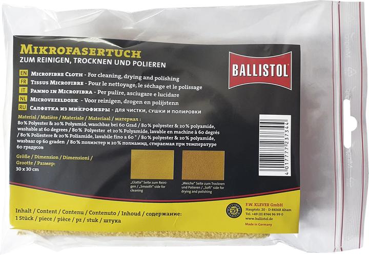 Produktbild Ballistol Premium 2in1 Mikrofasertuch – Zum Pflegen, Trocknen und Polieren, gelb (1 Stk.)