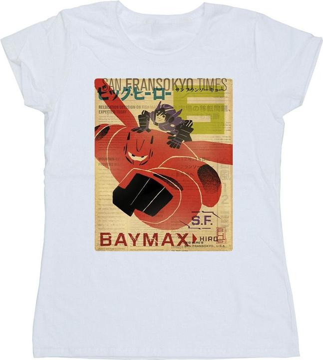 Disney Big Hero 6 Baymax Flying Baymax Newspaper TShirt (S)
