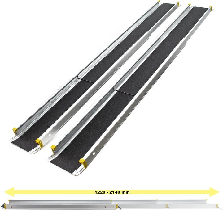 Actual product image Wiltec 2x Auffahrrampe Teleskop Rampe 270kg klappbar Aluminium Laderampe Auffahrschiene