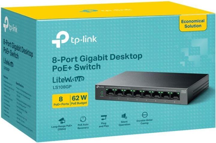 Image du produit TP-Link LS108GP Commutateur Gigabit de bureau à 8 ports avec PoE+ à 8 ports (8 Ports)