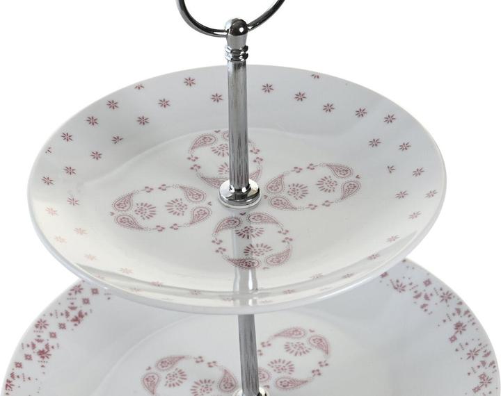 Produktbild DKD Home Decor Obstschale 27 x 27 x 34 cm Porzellan Rosa Metall Weiss (27 x 27 x 34 cm)