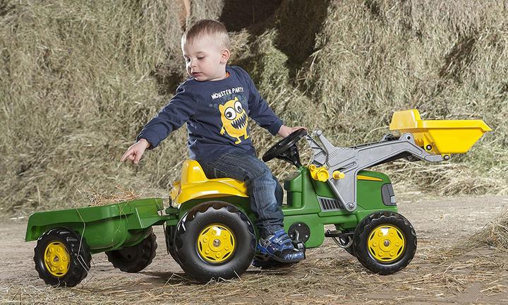 Productafbeelding Rolly Toys John Deere trekker met lader en aanhangwagen