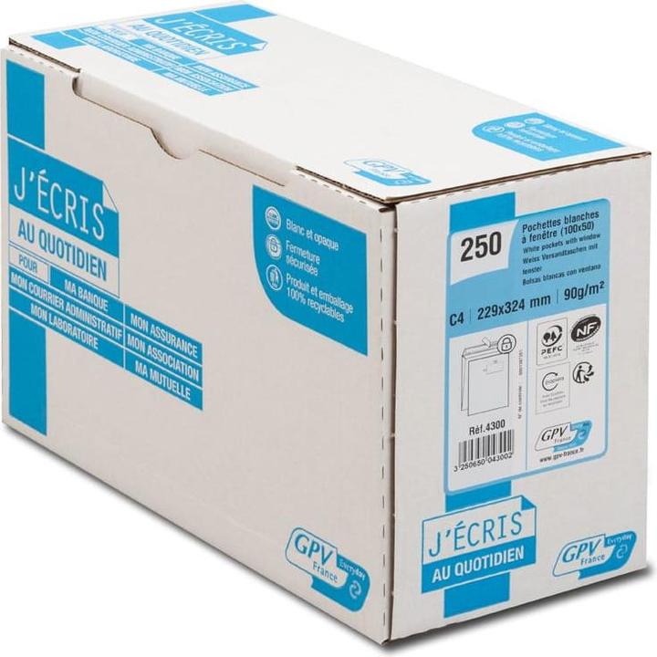 Actual product image GPV Envelopes, C4, 229 x 324 mm, white, with window (250 x)
