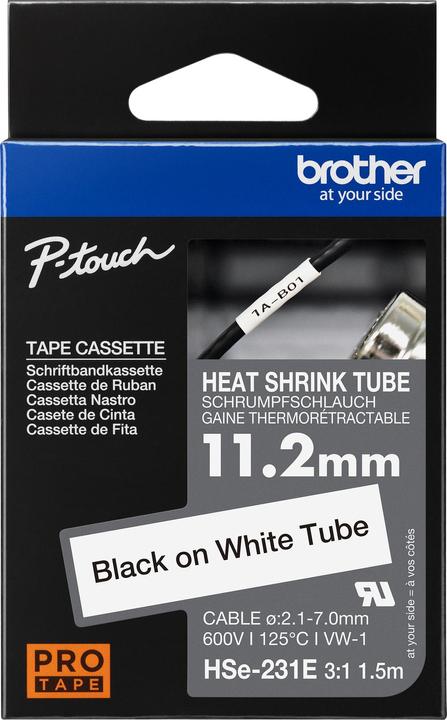 Actual product image Brother Heat Shrink Tube black/white (1.12 cm, Black)
