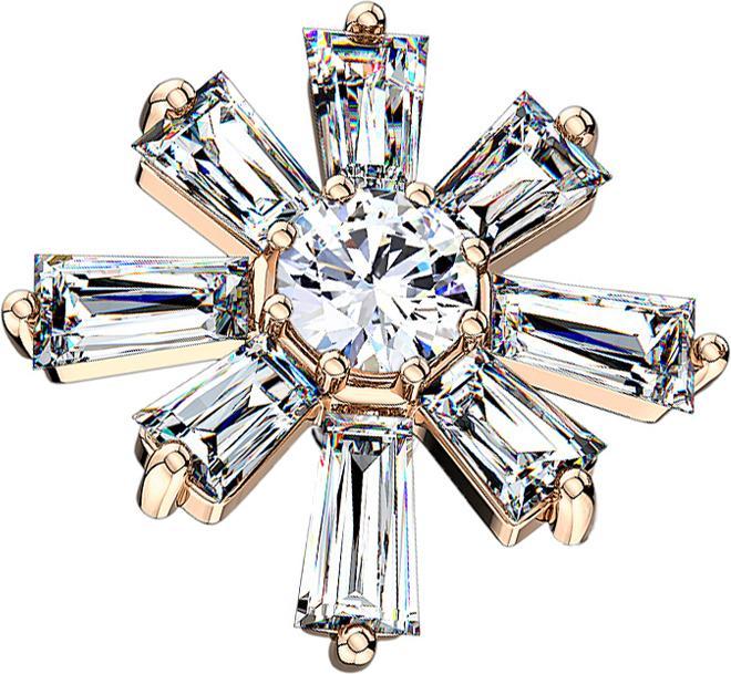 Image du produit Star Piercing Dermal Anchor or rose Fleur de cristal long (Acier chirurgical 316L, Laiton)