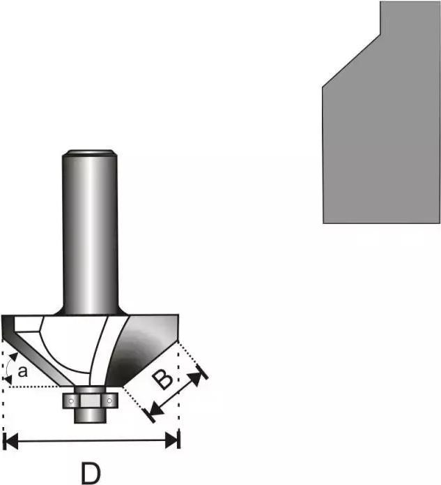 Actual product image Dedra Wood cutter 45 degrees. with bearing 6 mm pin (07F101A)