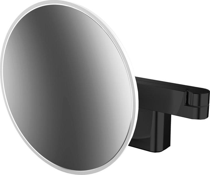 Emco Specchio da barba/cosmetico a LED EVO rotondo, modello da parete, a 2 bracci e 3 pieghe, nero
