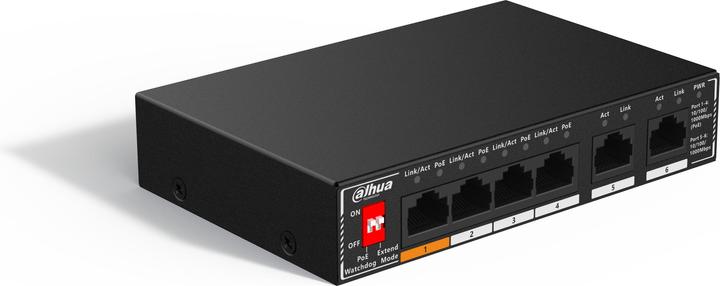 Actual product image Dahua Switch It Dh-Sg1006p 6-Port Unmanaged Desktop Gigabit Switch 4-Port Poe (6 Ports)