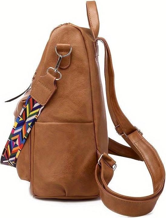 Produktbild Only-Bags.Store Retro Rucksack Handtasche, Boho Strap Zwei-Wege-Umhängetasche, Mode Vegan Leder Schultasche Daypack