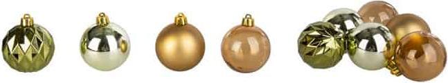 Actual product image MICA Living Christmas tree baubles - unbreakable - green/gold - approx. 6 cm - 6 pieces (6 -part)