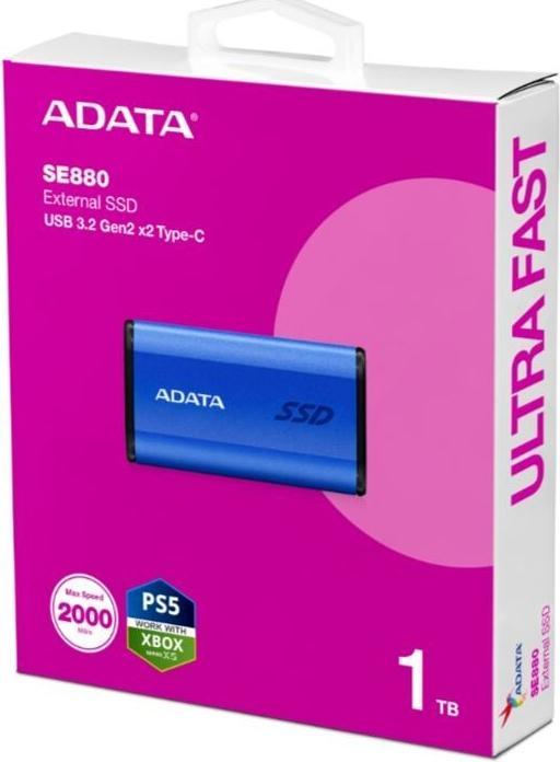 Actual product image Adata Dysk zewnętrzny SSD SE880 1TB USB3.2A/C Gen2x2 Niebieski (1000 GB)