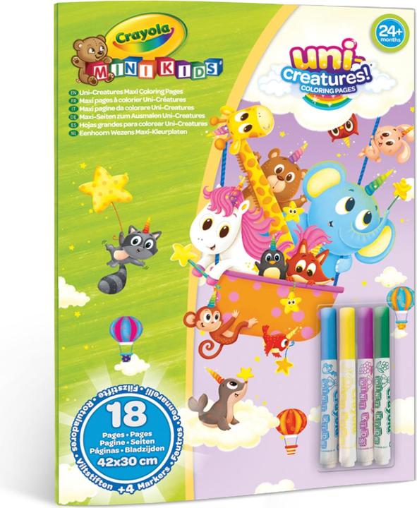Actual product image Crayola Mini Kids - coloring pages A3 incl. 4 markers (Yellow, Blue, Green, Violet)