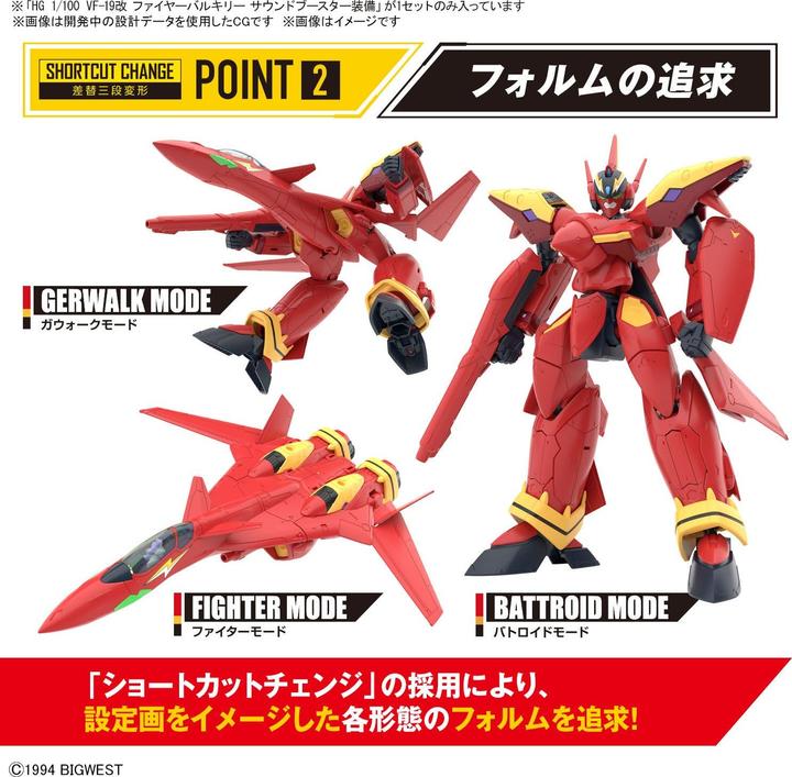 Image du produit Bandai MACROSS -HG 1/100 VF-19 Custom Fire Valkyrie w/ sound Boost -Model Kit
