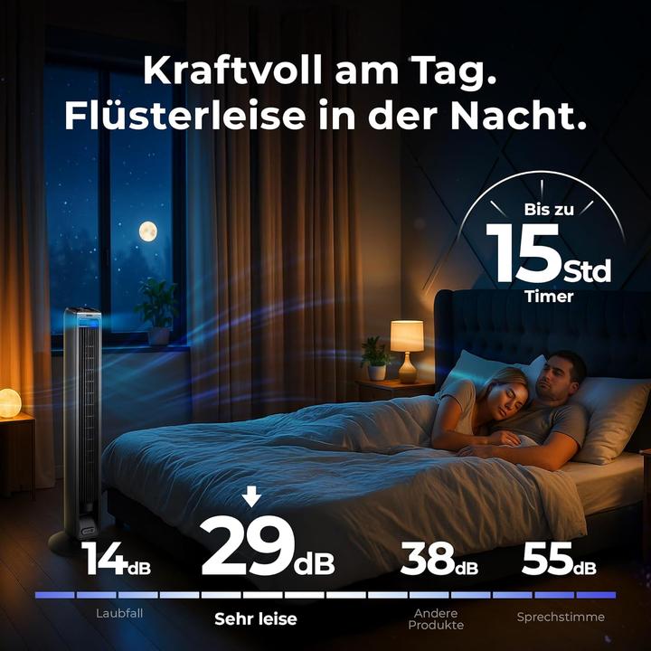 Produktbild Balter Turmventilator mit Fernbedienung und Timer (29 dB)