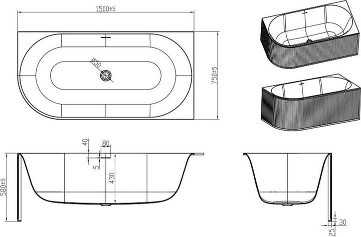 Produktbild Shower Design Barbori (215 l, 150 cm, 150 cm)