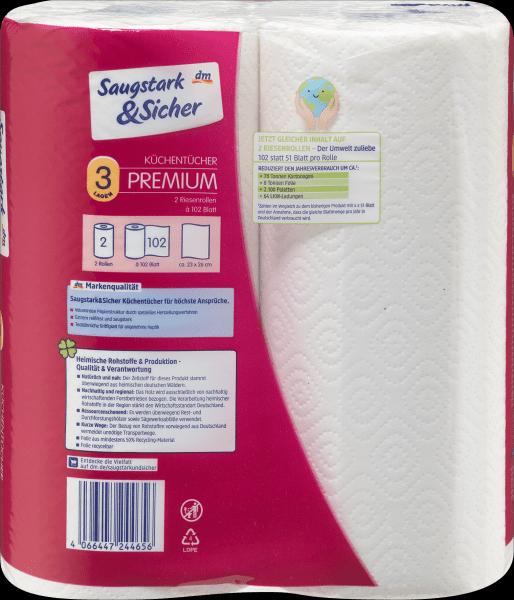 Immagine prodotto dm Saugstark&Sicher Asciugamani di carta premium resistenti e sicuri, 2 rotoli