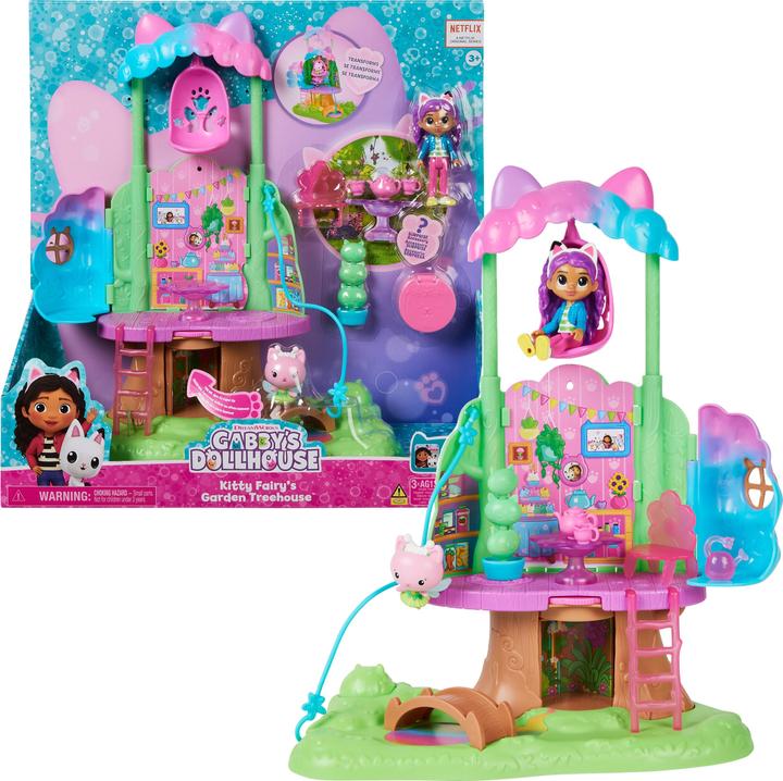 Actual product image Gabby's Dollhouse Kitty's Fairy's Garden Treehouse