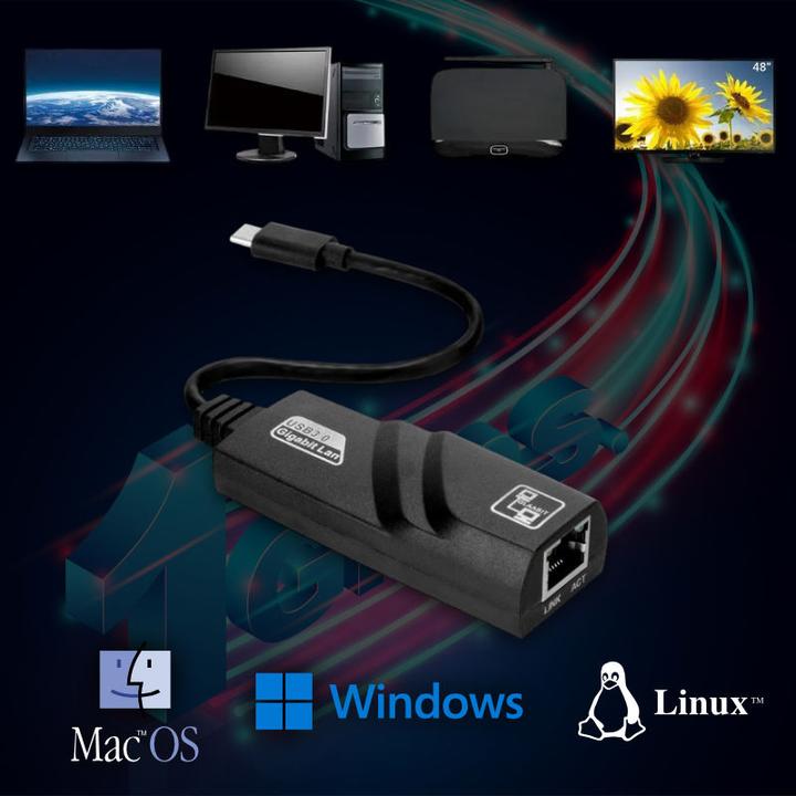 Produktbild Hermex LAN USB-C LAN zu USB-C Adapter Ethernet Adapter Ethernet USB-C Adapter (RJ45 (1x))